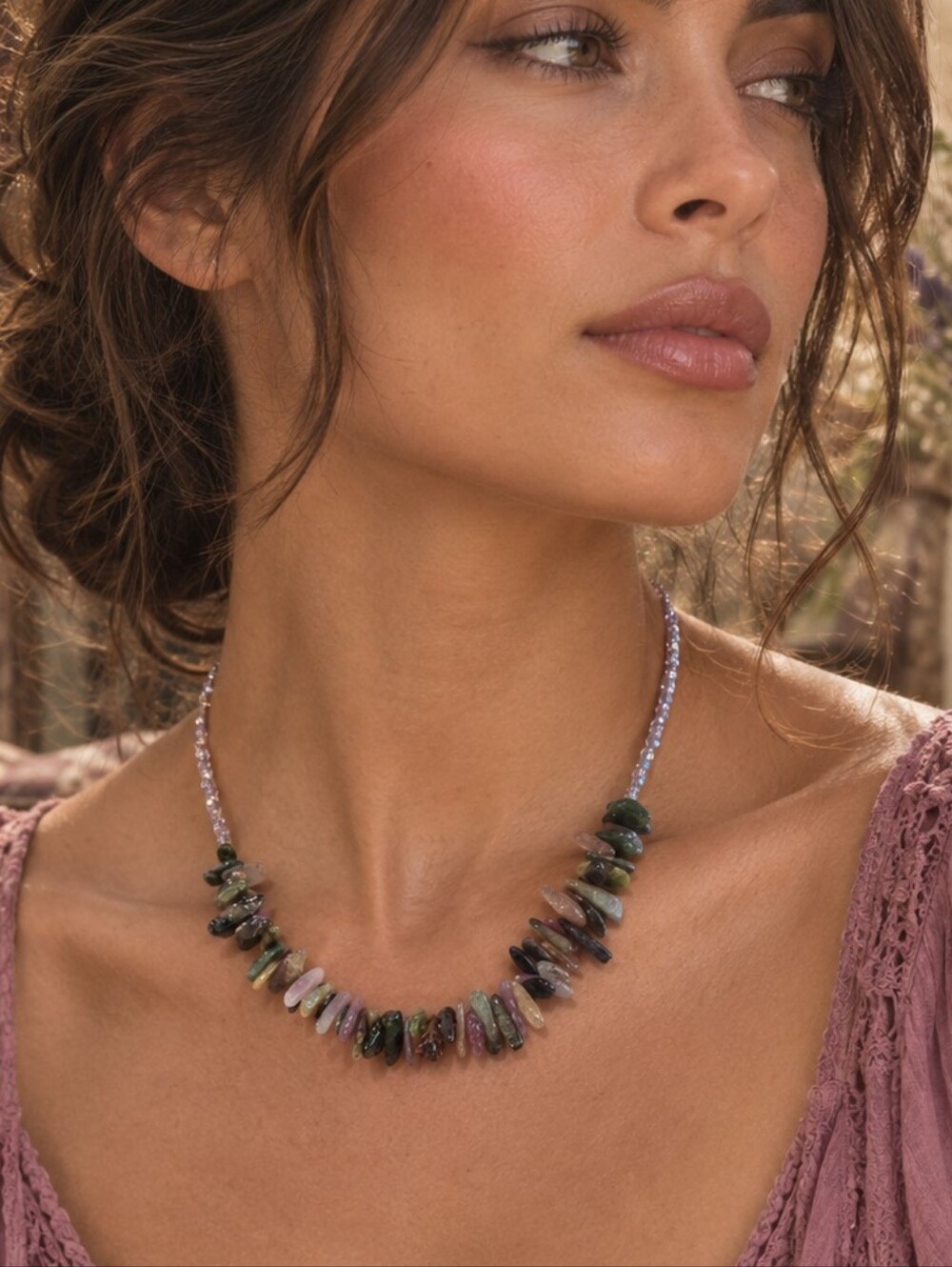 Multicolor Stone Chip Necklace